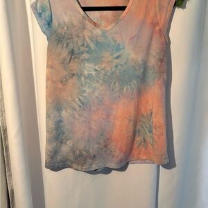Pastel Tie-Dye V-Neck Short Sleeve Top
